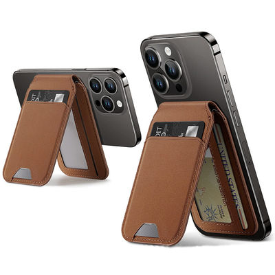 MN-2301 Leather Magnetic Card Holder Low MOQ Mix Models for Magsafe with Bracket Stand
