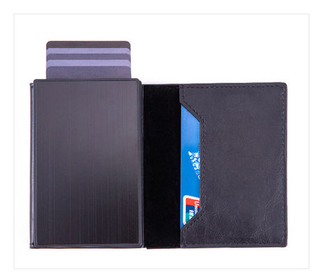 PU Custom Rfid Blocking Leather Metal Credit Card Holder Protective Carbon Fiber Wallet