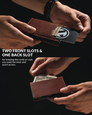 Fashion Mens Genuine Leather Slim Billfold Wallet Card Holder Ultra-Thin Carbon Fiber Rfid Wallet