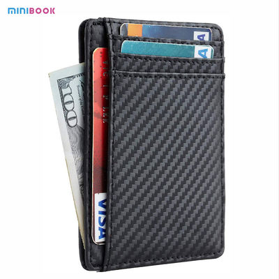 RFID Blocking Front Pocket Minimalist Carbon Cowhide Leather Business SD Card Holder Wallets For Men