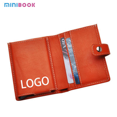 Pop Up Aluminum Case Genuine Leather RFID Business Card Holder with None Pattern Type