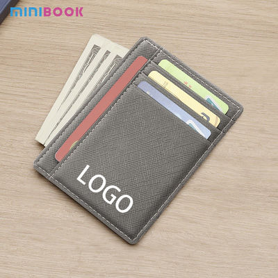 Lychee Pattern Genuine Leather Men Wallet Coin Purse Card Holder with Custom Logo