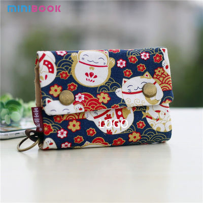 None Pattern Type Denim Canvas Wallet Creative Tri-Fold Design for Keys and Cards