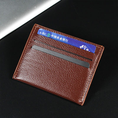 Low MOQ Mix Models Custom Logo Soft Leather Simple Pebbled Leather Credit Card Holder