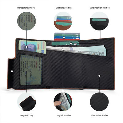 2024 Front Pocket Men's Leather Pop Up Wallet with RFID Blocking and Magnetic Closure