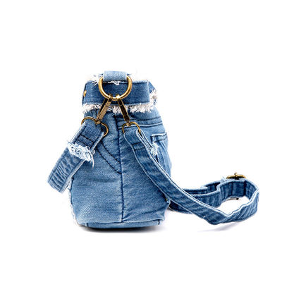 Denim Shoulder Bag Luxury Vintage Zipper Jean Pants Design Belt Tie Purse for Women