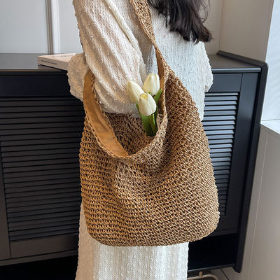 Large Capacity Handmade Woven Tote Bag Moroccan Summer Beach Shoulder Bag for Women