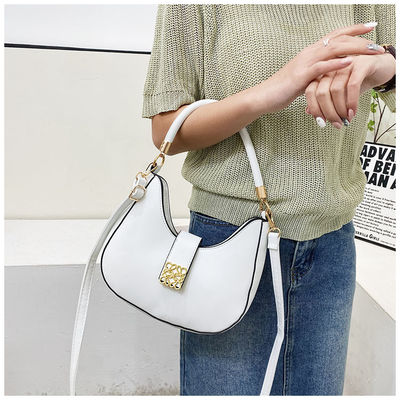 Lady Plain Handbag with Zipper Lining Fashion Shoulder Bags Underarm Long Strap Purse