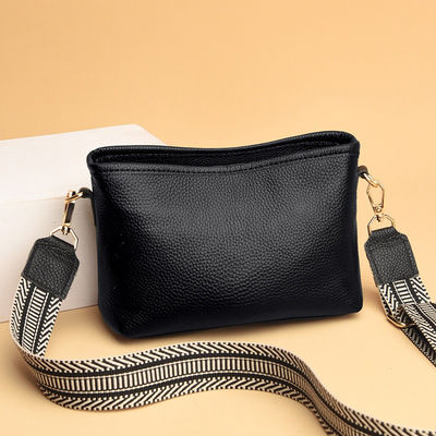 Single Strap Genuine Leather Women's Sling Shoulder Messenger Bags with Wide Shoulder