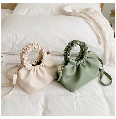 Women's Waterproof Mobile Phone Bucket Bag with Pleated Design and PU Leather