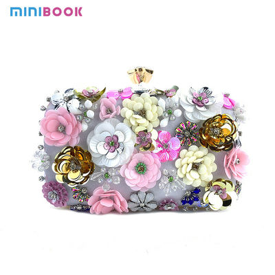Handmade Sequin and Beaded Flower Crystal Clutch Bag for Ladies Sophisticated Design