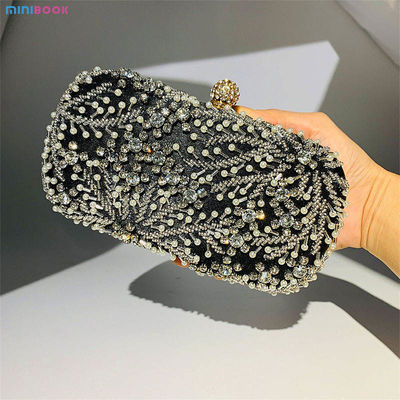 Availiable Sample Pearl Shining Diamond Rectangle Hand Bag for Ladies Wedding Handbag