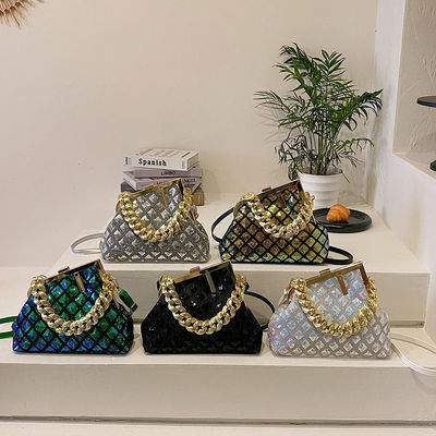 Daily Life Ladies Glitter Sequin Click Evening Clutch Purse with Custom Logo Chain