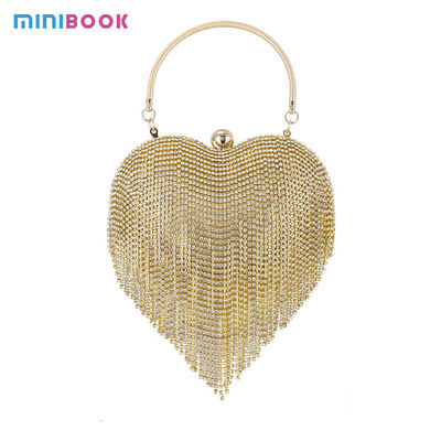 Customize Luxury Handbags Minibook Fashion Heart shaped Diamond Clutch for Evening Party