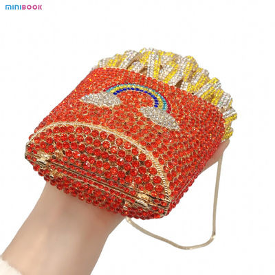 Metal Rhinestone Chains Purse Glitter Fancy Bag for Women Party Clutch Evening Bags