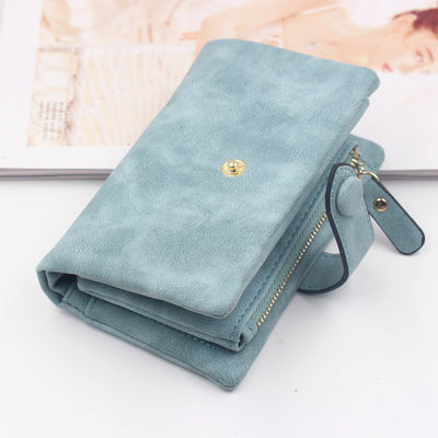 Korean Style Short Female Purse with Tri-fold Design and Soft Pu Leather Material