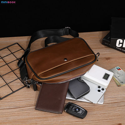 Daily Life MINIBOOK Man Crossbody Bag PU Leather Custom Leather Shoulder Bag Small Messenger Bag for Men