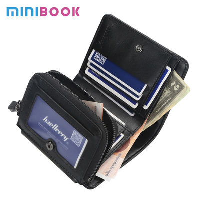 Trifold PU Leather Men's Purse Series Men's Wallets with Zipper Buckle and Coin Pocket