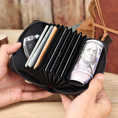 Unisex Coin Purse with Large Capacity and Rfid Blocking Zipper Closure in Leather