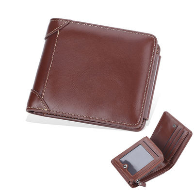 Ultra Thin Three Fold First Layer Men's Leather Wallet with Short Length and PU Leather