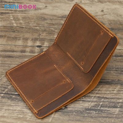 Open Closure Minibook Genuine Leather Multi-function Card Holder Clip Wallet for Men