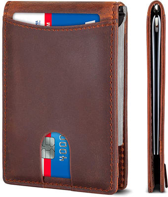 15-25 Days Delivery Time Men's Genuine Leather RFID Blocking Wallet with Money Clip