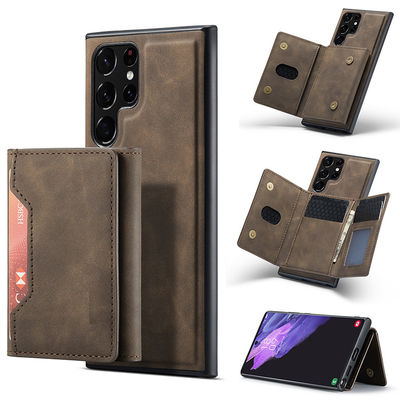 NO Private Mold PU Leather Magnetic Card Pocket Case for Samsung Galaxy S22 S23 Ultra