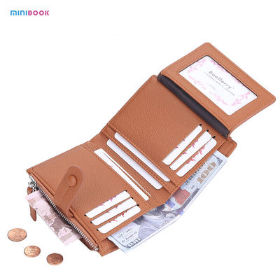 Minibook Short Cross Section Leather Multifunctional Casual Coin Wallet for Women