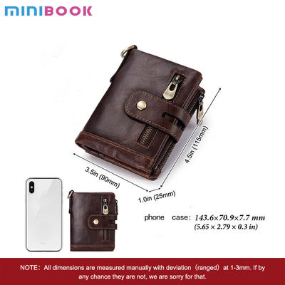 GENUINE LEATHER Lining Mini Wallet for Small Items Vintage Style Luxury RFID Purse