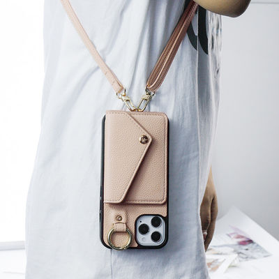 Minibook Embossed pu Leather Phone Case With strap Card lanyard For Iphone 14 pro max