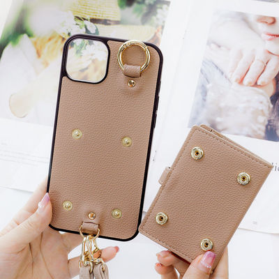 OEM/ODM Minibook Leather Fashion Cross Body With Necklace Strap On Pouch Phone Case For Iphone 12 Pro Max