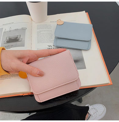 Korean Style Fashion Small Card Holder Wallet with and Trendy College Style Pendant