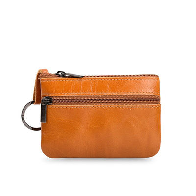 Genuine Leather Mini Multifunctional Coin Purse Retro Zipper Key Short Clutch Bag