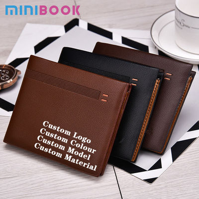 Custom Logo Leather Wallet for Men Designer Luxury Slim Clamshell Carteras Billeteras