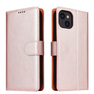 Minibook Cell Phone Case Shockproof Genuine Leather Wallet Flip Cover for iPhone 13 14