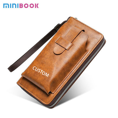 Men's Wallet With Removable Coin Purse Capacity Zipper Phone Leather Bag For Products
