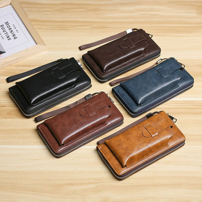 Men's Wallet With Removable Coin Purse Capacity Zipper Phone Leather Bag For Products