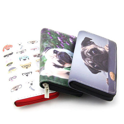 Customized Slim Floral Print PU Leather Credit Card Holder with Customized Color Design