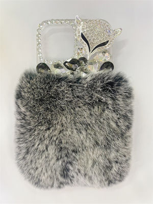 Soft Beaver Rabbit Fur Hair Phone Case for iPhone 14 Mini 14 Pro Max Luxury Bling Fur