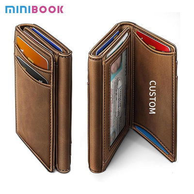 Men's Business Card Holder in Genuine Leather with Anti-Theft RFID and Multi-Card Slots