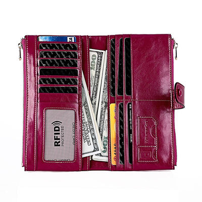 Daily Life Essential RFID Anti-Theft Brush Long Wallet with Mobile Phone Coin Clutch