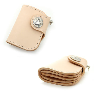Handmade Wealth Cloth Short Wallet for Women in First Layer Vegetable Tanned Cowhide