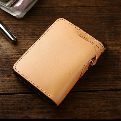 Others Pattern Type Simple Men's Wealth Cloth Wallet with Vegetable Tanned Leather
