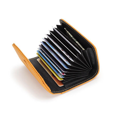 Stylish First-Layer Cowhide Short Accordion Card Holder with Genuine Leather Coin Purse