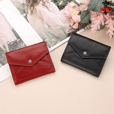 Open Closure First Layer Cowhide Buckle RFID Genuine Leather Women's Small Coin Purse