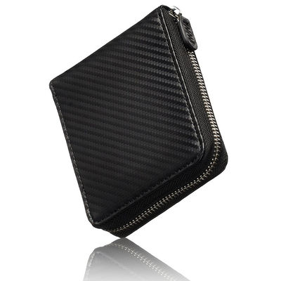 Multi-Card Pocket RFID Blocking Men's Wallet Fully Enclosed Zipper Real Cow Leather