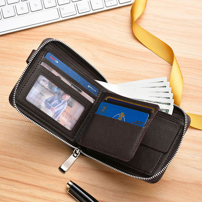OEM Men's Leather Wallet with Nylon Lining Short Wallet