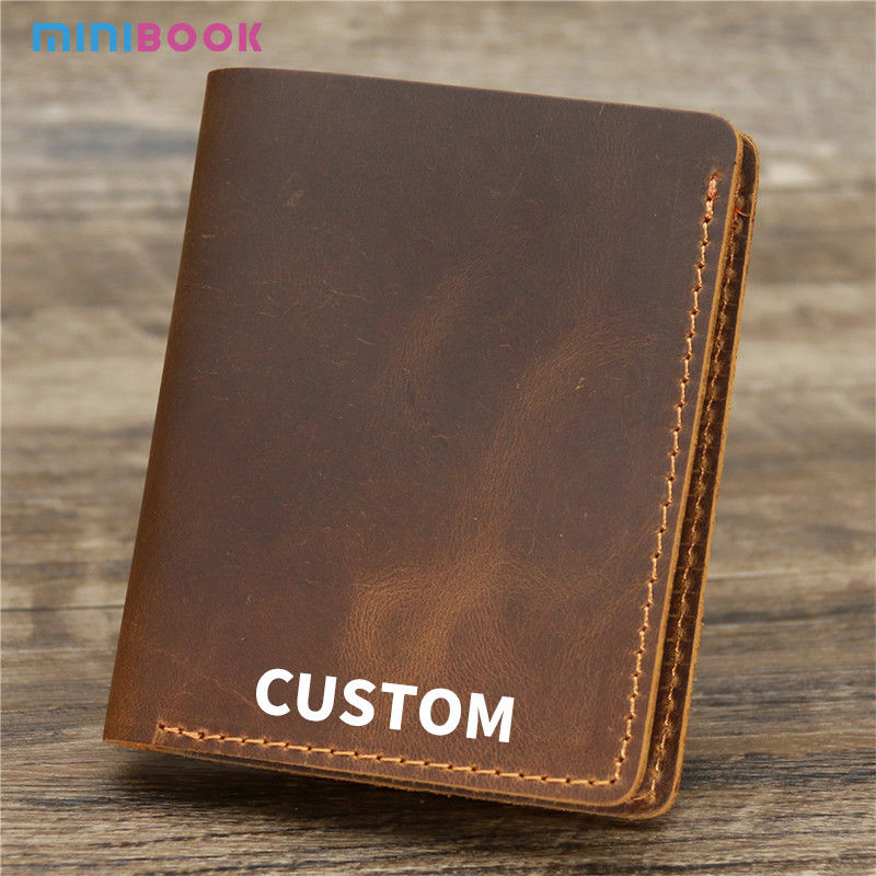 Custom Logo Crazy Horse Wallet For Men Bifold Leather Wallet with Others Pattern Type