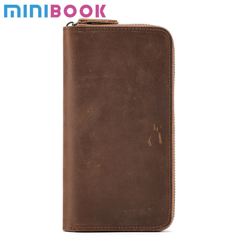 Waterproof Credit Card Wallet for Men Genuine Leather Large Capacity Multifunction Zipper Purse