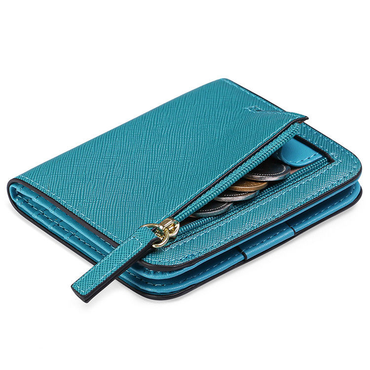 Anti-Theft Lady's Genuine Leather Wallet Short Fashion Cute Pocket Purse Three-fold Coin Bag Girl's Small Wallet